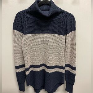 RD Style Navy and Cream Cowl Neck Sweater